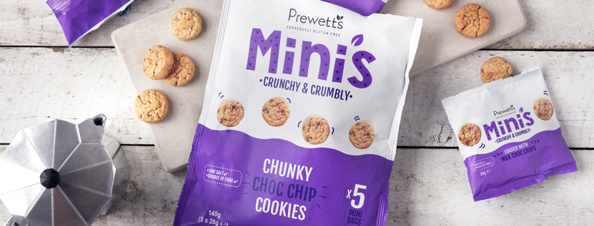 Prewett's launch gluten free Mini's Chunky Choc Chip Cookies